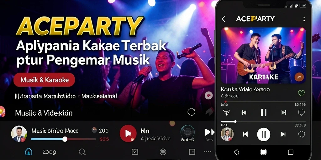 Tampilan antarmuka aplikasi Karaoke ACEPARTY dengan fitur menarik.