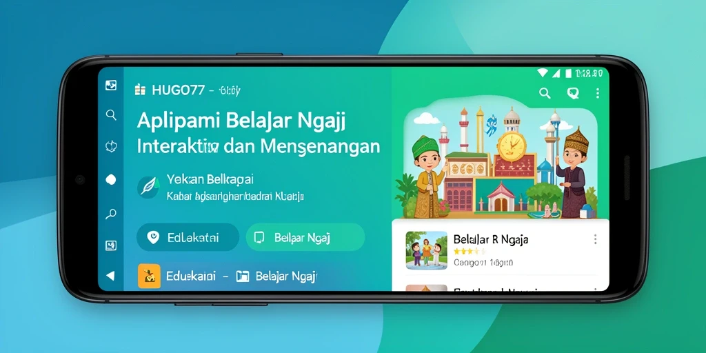 Tampilan antarmuka HUGO77 menampilkan fitur belajar mengaji yang menarik.