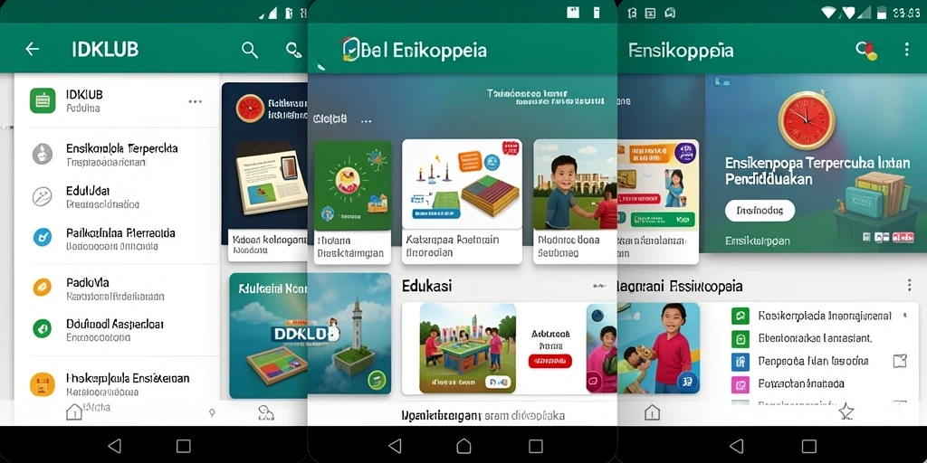 Tampilan antarmuka pengguna IDKLUB yang menarik dan informatif.