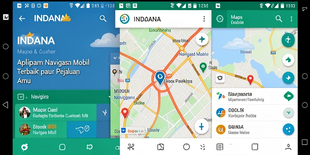 Antarmuka aplikasi INDAAA yang menampilkan navigasi mobil secara jelas.