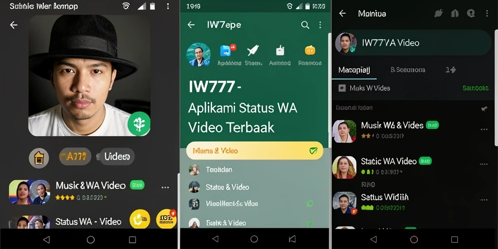 Tampilan antarmuka IW777 dengan berbagai pilihan video untuk Status WA.