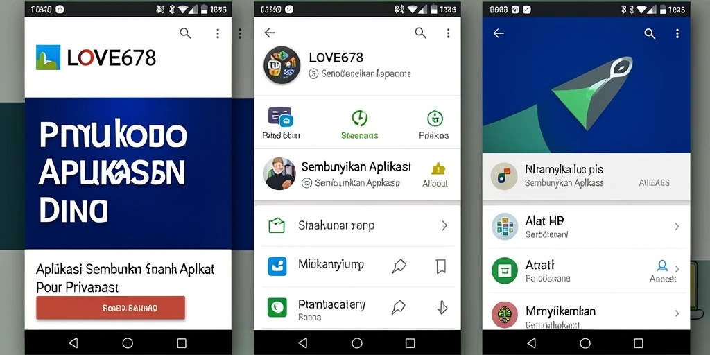 Antarmuka aplikasi LOVE678 yang memungkinkan penyembunyian aplikasi dengan mudah.