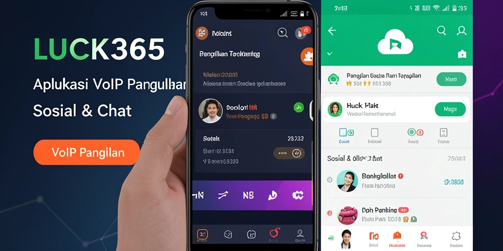 Tampilan antarmuka aplikasi LUCK365 dengan fitur VoIP Panggilan yang modern.