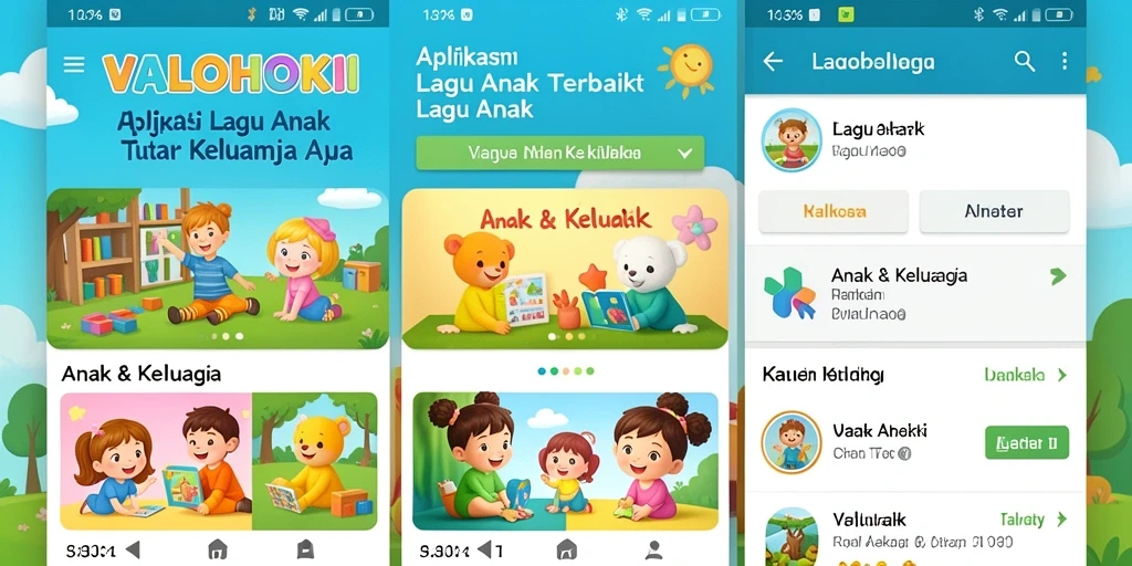 Antarmuka aplikasi VALOHOKI yang ceria dan menarik untuk anak-anak.