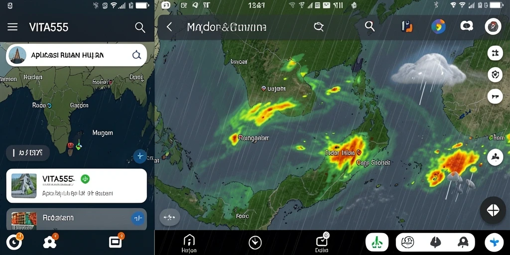 Tampilan antarmuka utama aplikasi VITA555 Radar Hujan.