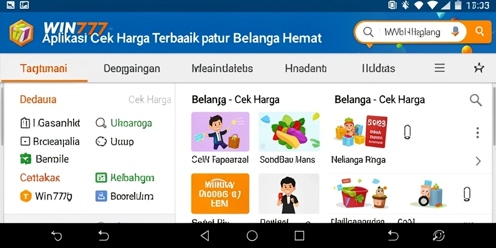 Tampilan antarmuka aplikasi WIN777 pada fitur Cek Harga.